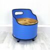 Upcycling Retro Oelfass Sessel "Lou" in Blau – Nachhaltiger Sitzkomfort mit Holz Sitzflaeche