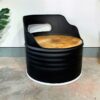 Schicker Sessel 'Leo' in Schwarz-Weiß, gefertigt aus einem Ölfass - Upcycling Fass Möbel von Tonnen Tumult