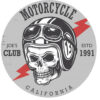 Retro Grafik "Motorcycle California - Joe's Club ESTD 1991" mit Motorradhelm-Schaedel - Tonnen Tumult Amerikana