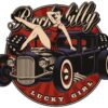 Rockabilly Grafik "Lucky Girl" im Retro-Stil mit Auto - Tonnen Tumult Amerikana