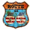Rustikale Route 66 Grafik im Retro Amerikanischen Look mit amerikanischer Flagge - Tonnen Tumult Amerikana