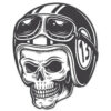 Retro Grafik mit Totenkopf im Motorradhelm - Tonnen Tumult Vintage Flair